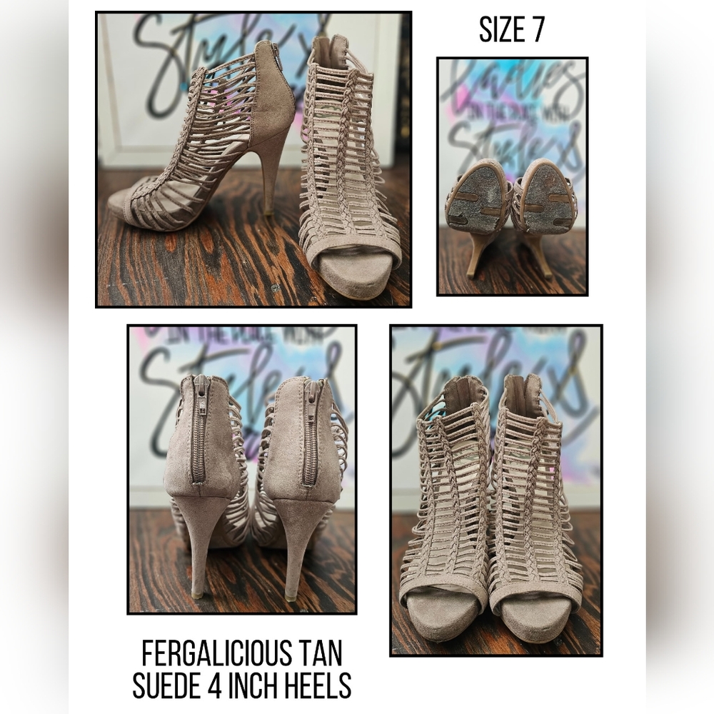 Fergalicious Tan Suede Heels